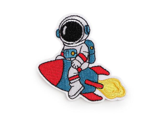 Aufbügler Astronaut auf Rakete, bestickt, zum Aufbügeln